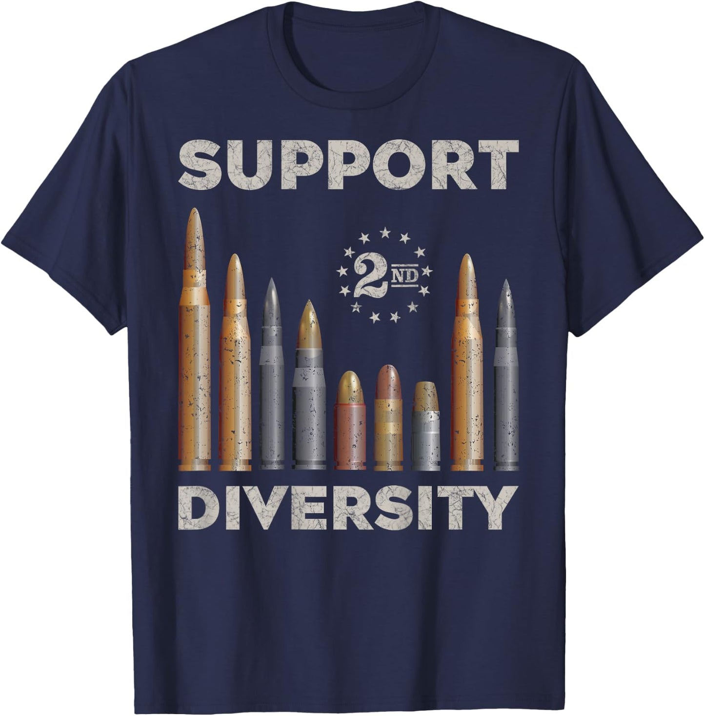 Support Diversity Bullet/Second Amendment Gun Rights Back T-Shirt - T-Shirt | Navy