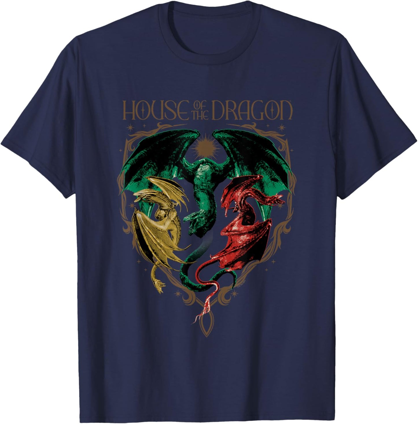House of The Dragon Iconic Dragons Syrax Caraxes Vhagar Logo T-Shirt - T-Shirt | Navy