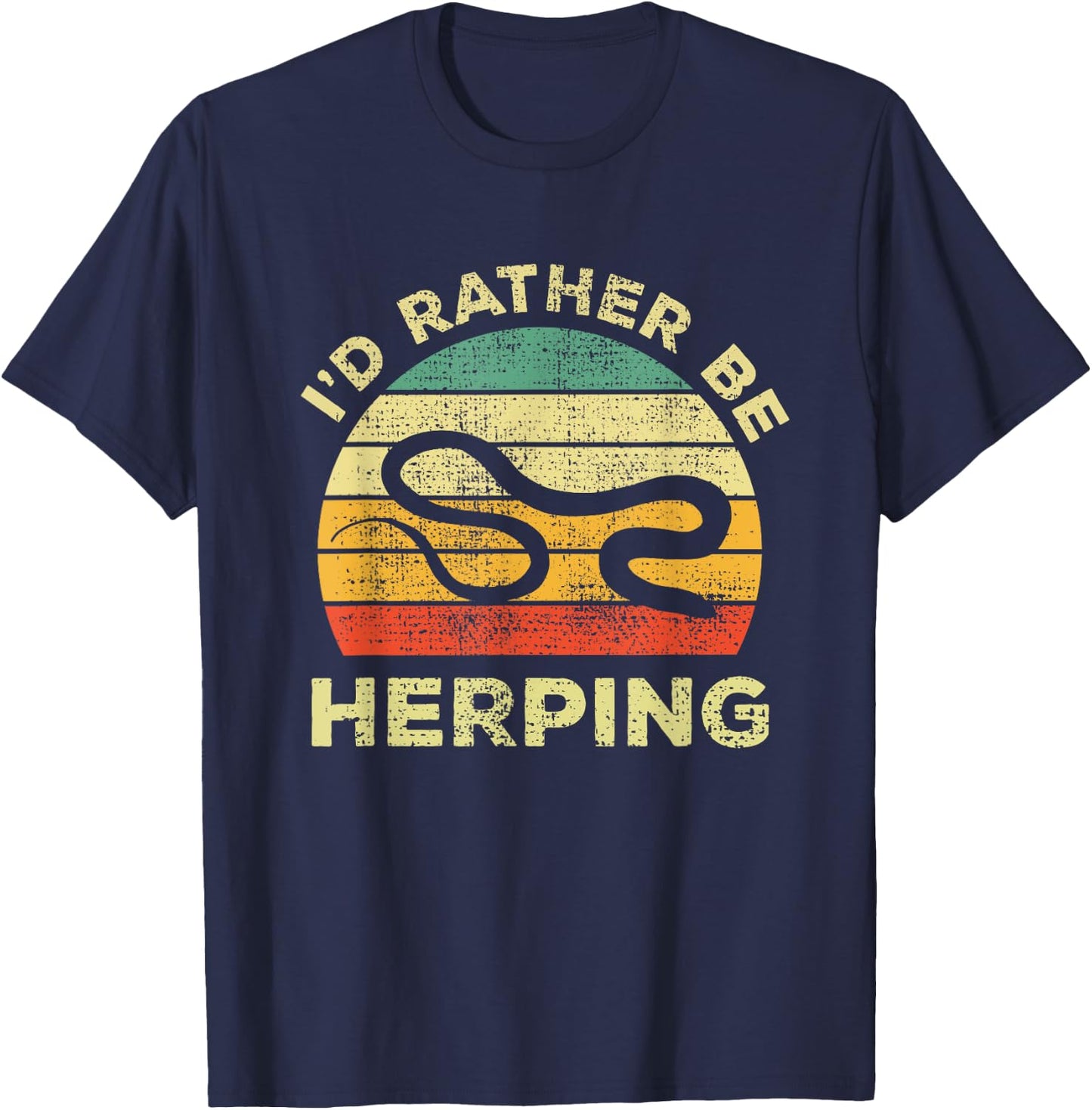 Herpetology And Herping Vintage Gift I'd Rather Be Herping T-Shirt - T-Shirt | Navy