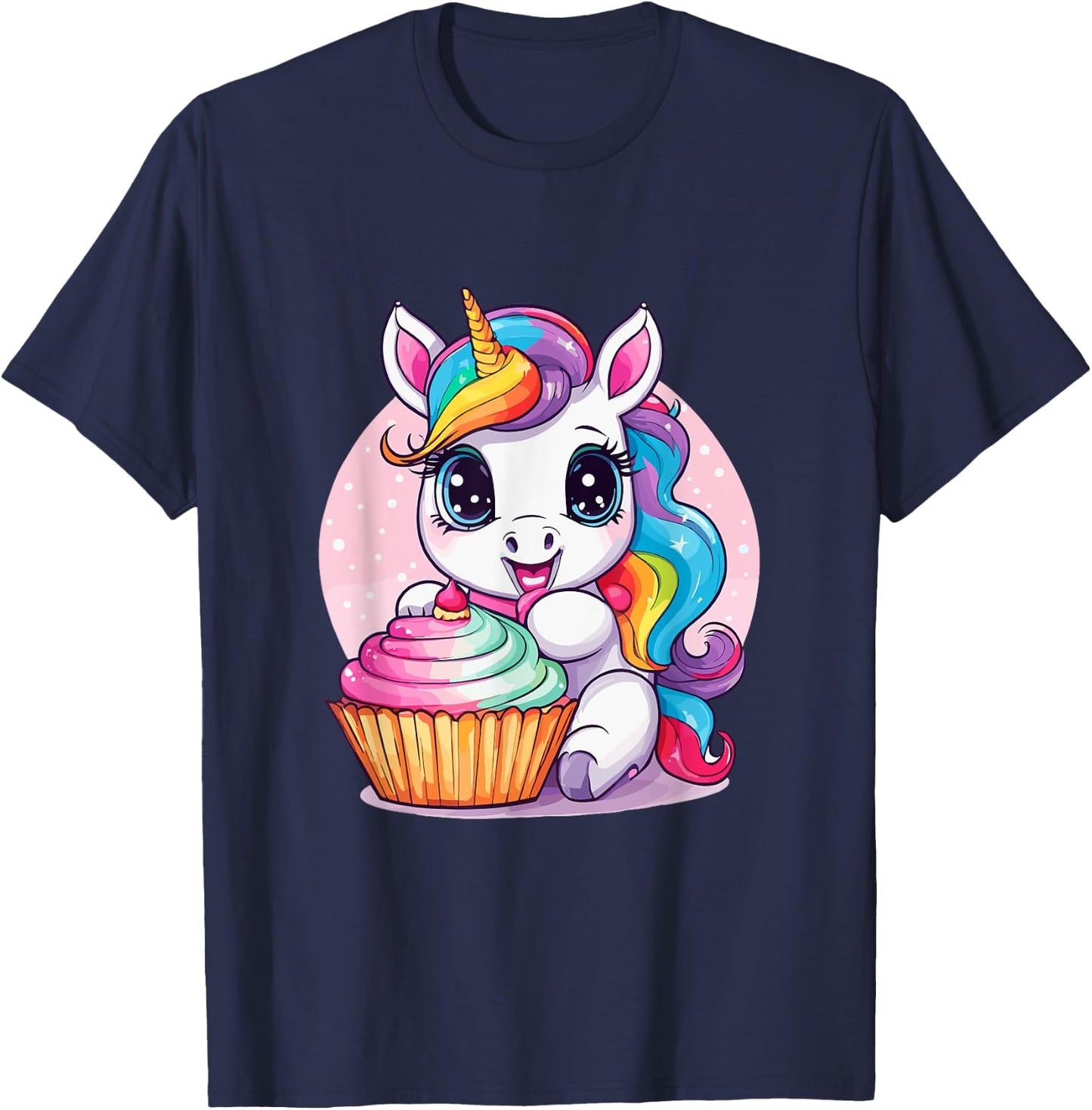 Unicorn Cupcake Sweet Dessert Delicious Baker T-Shirt - T-Shirt | Navy