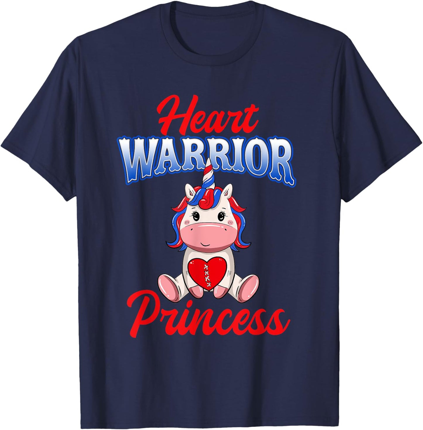Unicorn Heart Warrior Princess CHD Awareness Shirts Girls T-Shirt - T-Shirt | Navy