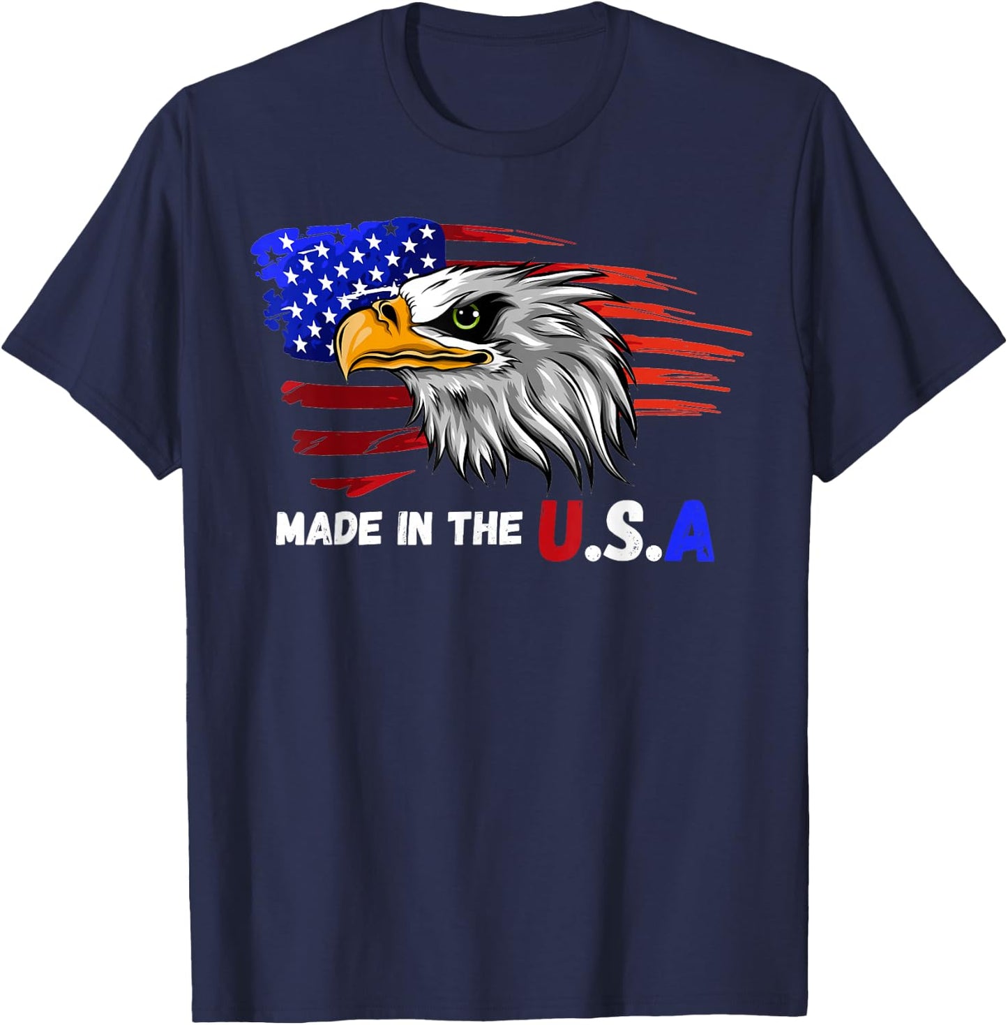 Made In The U.S.A Bald Eagle Patriotic Flag Tattoo T-Shirt - T-Shirt | Navy