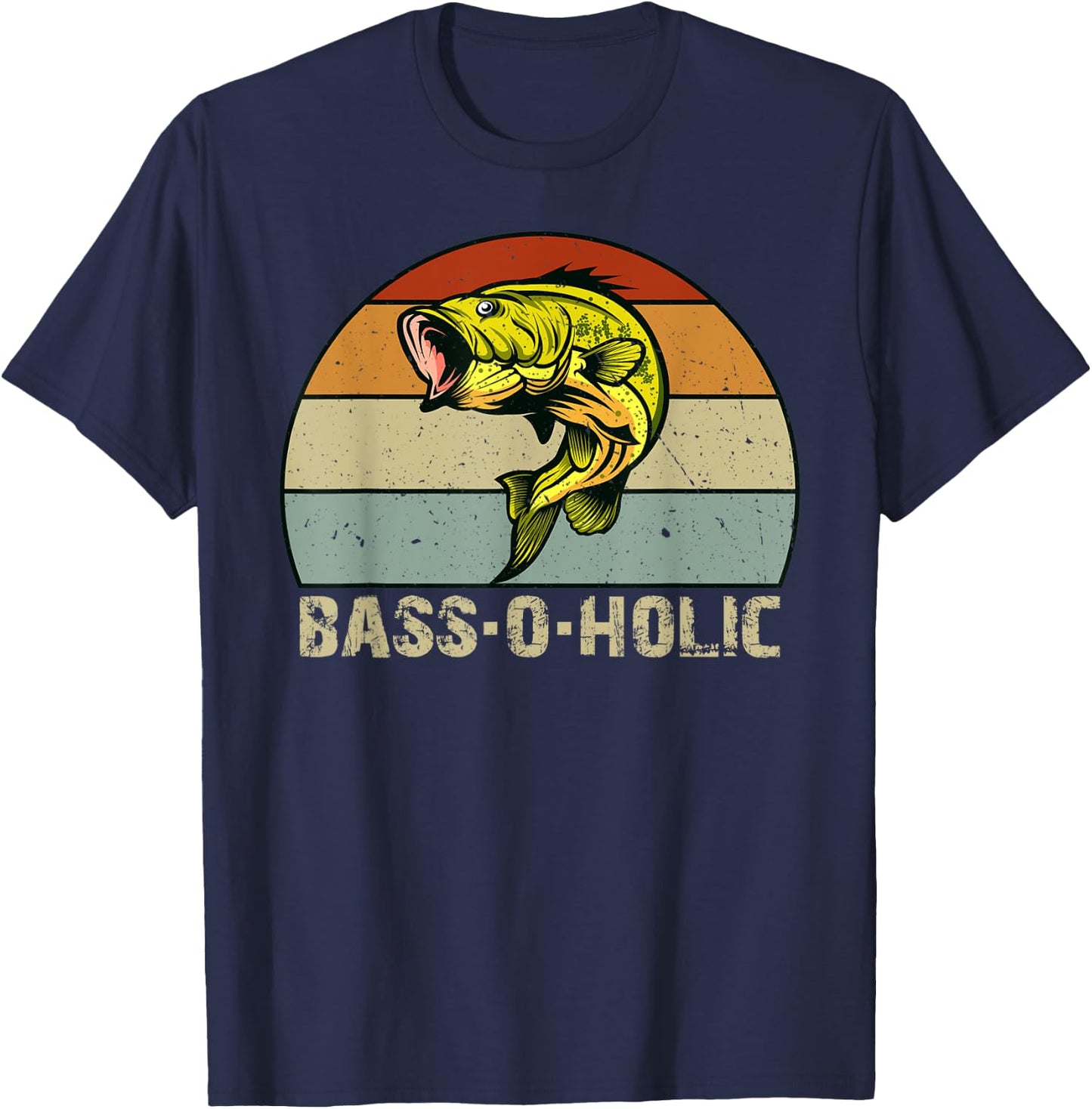 Bass-o-holic Addicted to Bass Fishing Gifts T-Shirt - T-Shirt | Navy