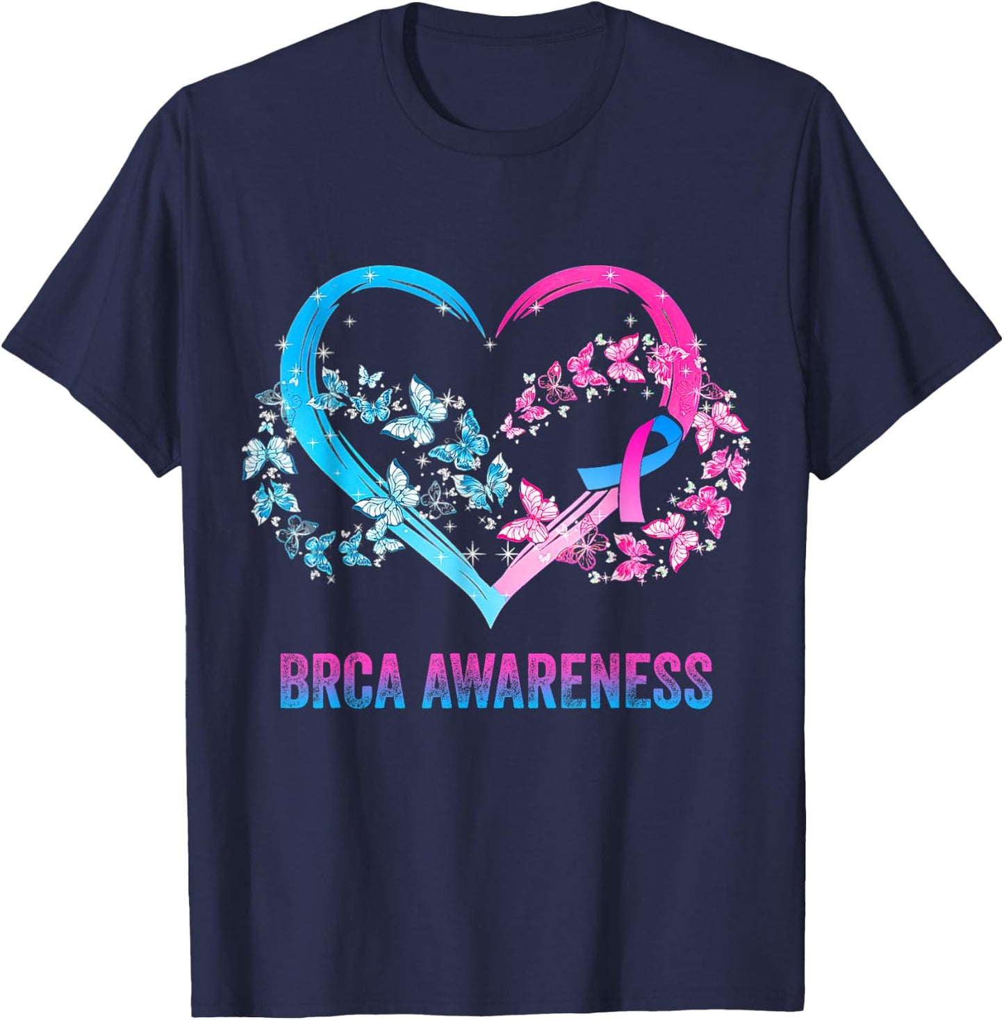 BRCA Awareness heart Gifts T-Shirt - T-Shirt | Navy