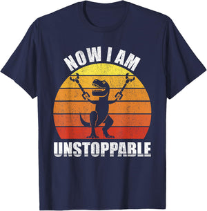 Retro Now I Am Unstoppable Shirt Funny T-Rex Gifts Vintage T-Shirt - T-Shirt | Navy