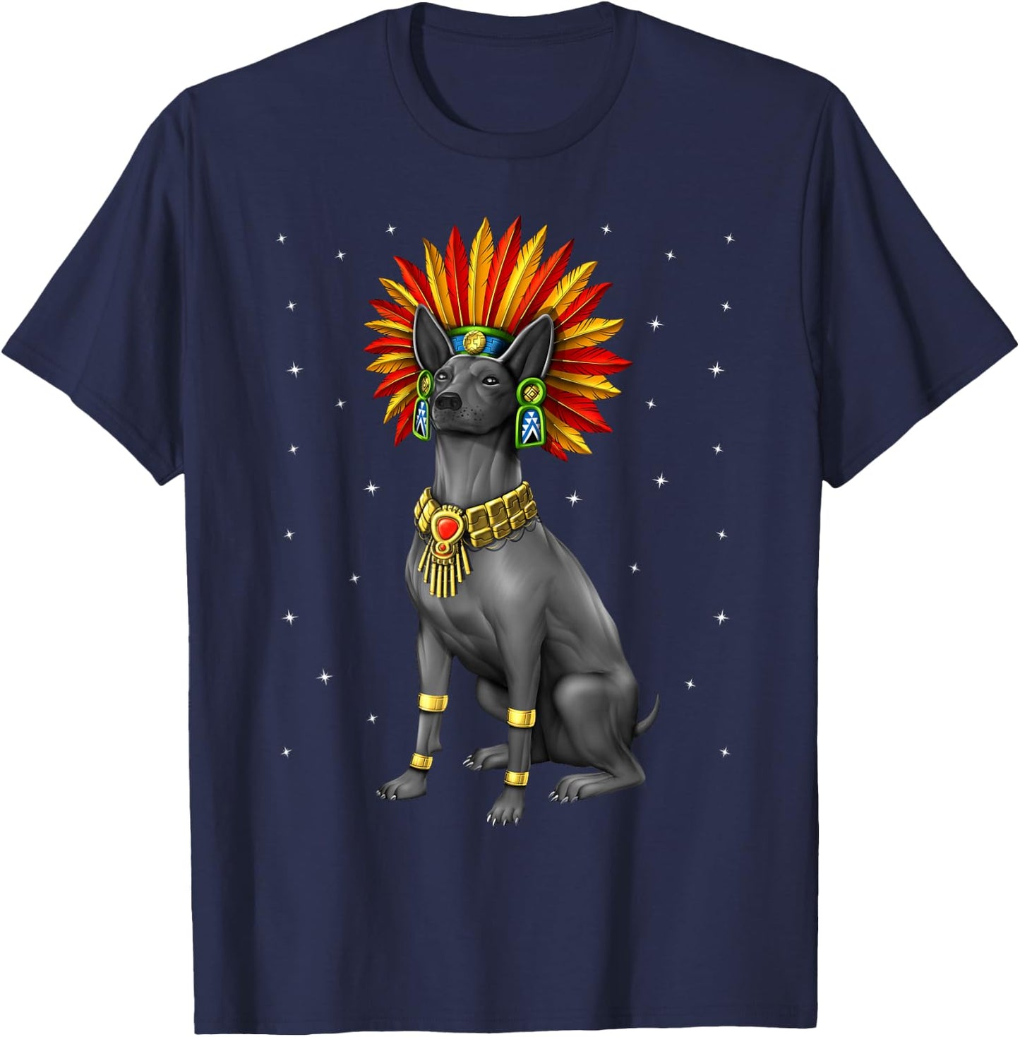 Aztec Xolo Dog Xoloitzcuintle T-Shirt - T-Shirt | Navy