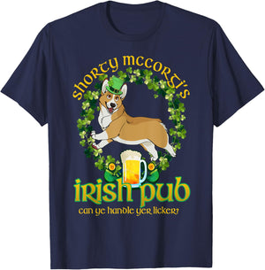 Shorty Mc Corgi's Irish Pub Funny St Patrick's Day T-Shirt - T-Shirt | Navy