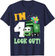 4th Birthday I'm 4 Look Out Garbage Truck Bday Boys Kids T-Shirt - T-Shirt | Navy