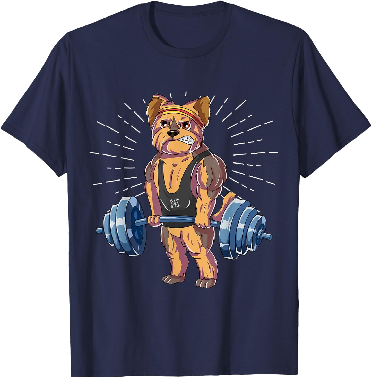 Yorkie Deadlift Fitness Gym Weightlifting T-Shirt - T-Shirt | Navy