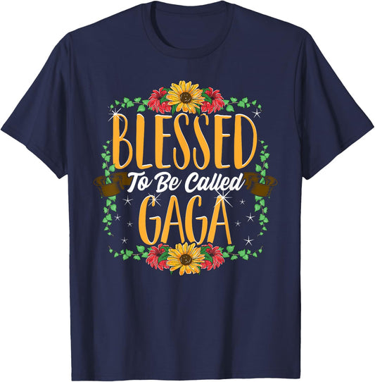 Blessed To Be Called Gaga Cute Gaga Mothers Day Gifts T-Shirt - T-Shirt | Navy