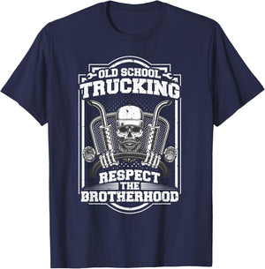 Trucker Truck Driver Old School Trucking Brotherhood T-Shirt - T-Shirt | Navy