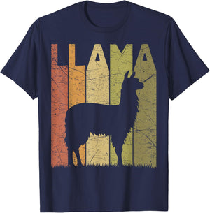 Llama Vintage Alpaca Llama Lover Retro Alpaca Farmer T-Shirt - T-Shirt | Navy