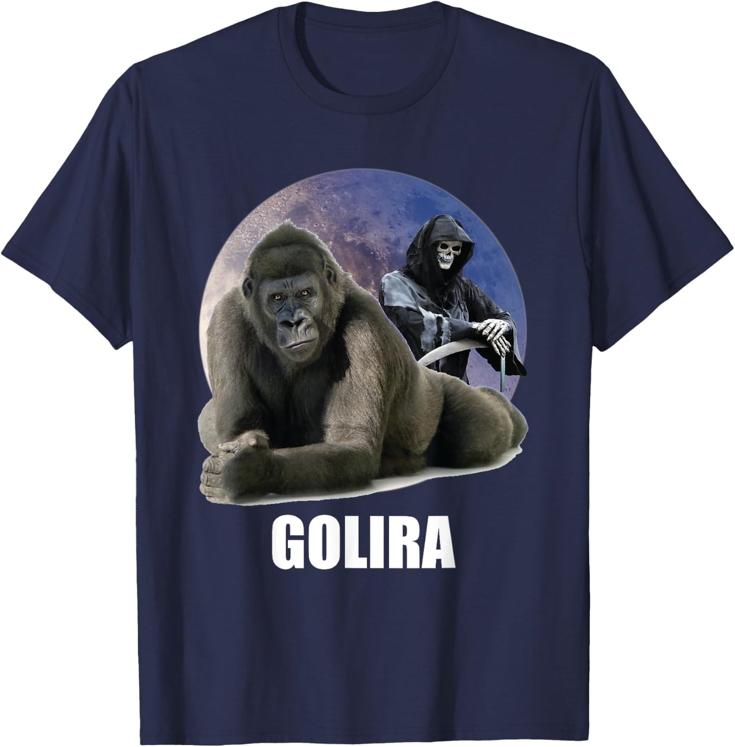 Ironic Gorilla Cringe Weird Silly Odd Sarcastic Dumb Meme T-Shirt - T-Shirt | Navy