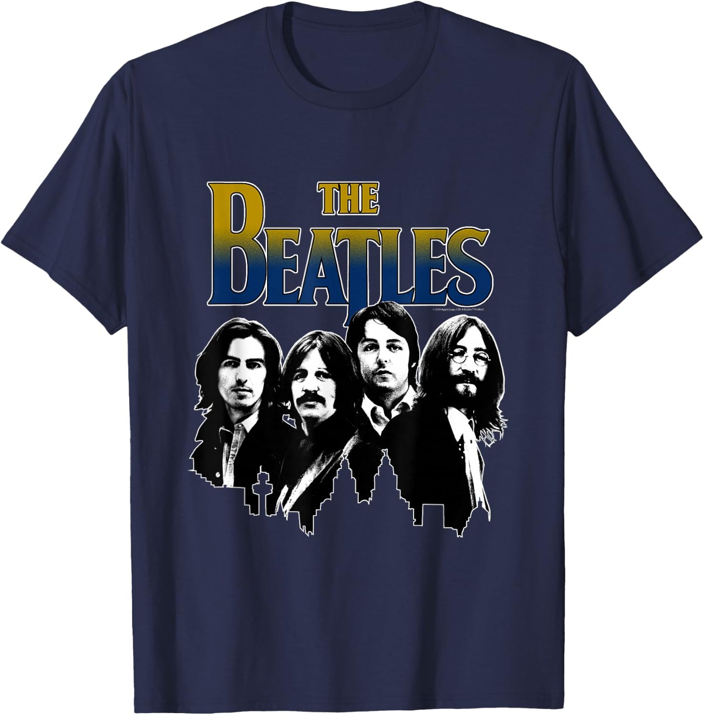 The Beatles Black and White Skyline T-Shirt - T-Shirt | Navy