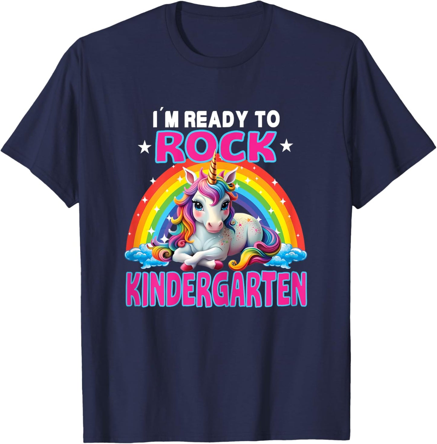 Rock Kindergarten Back To School gift girls Dabbing Unicorn T-Shirt - T-Shirt | Navy