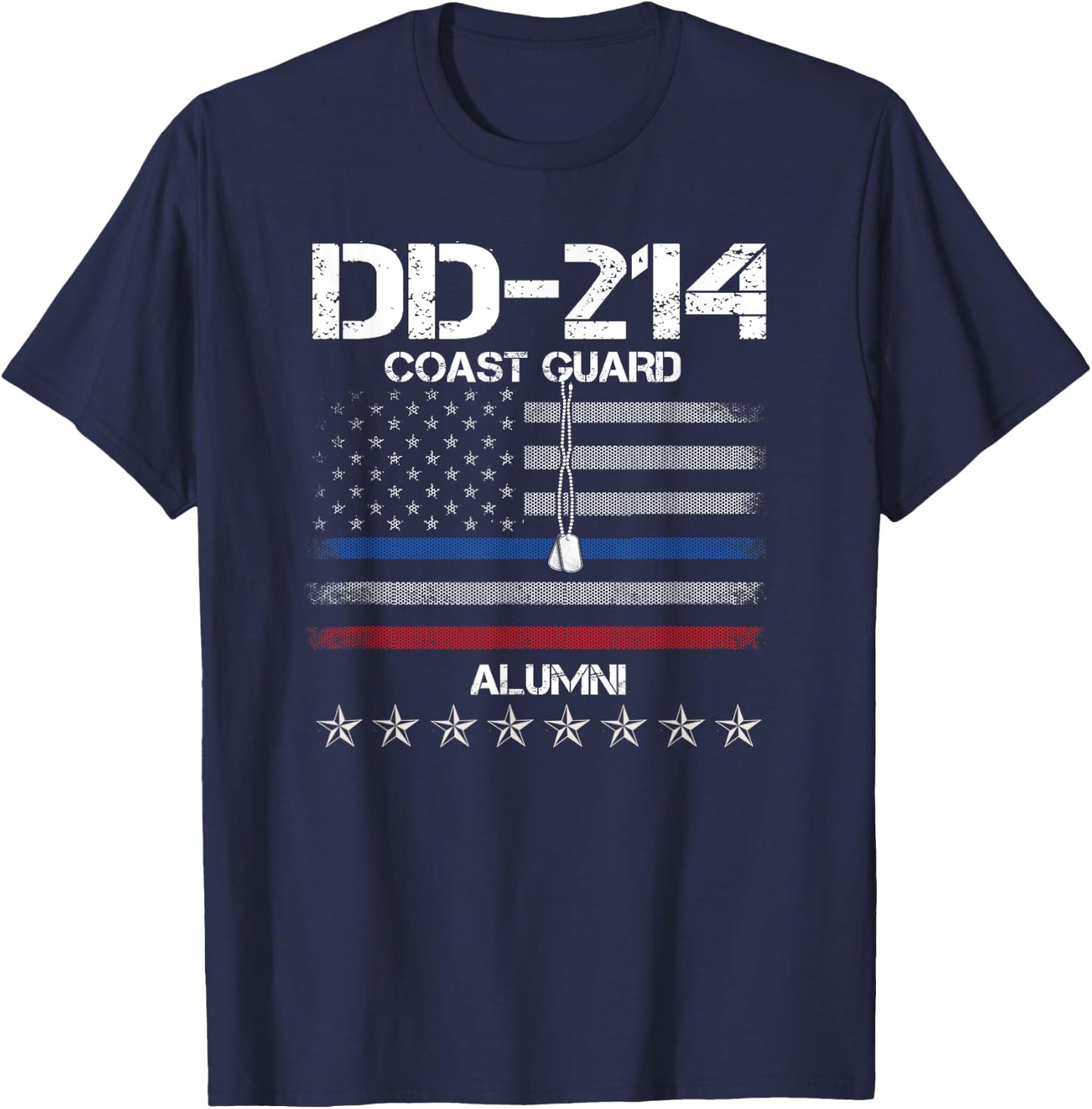 DD-214 US Coast Guard Alumni USCG American Flag Vintage T-Shirt - T-Shirt | Navy
