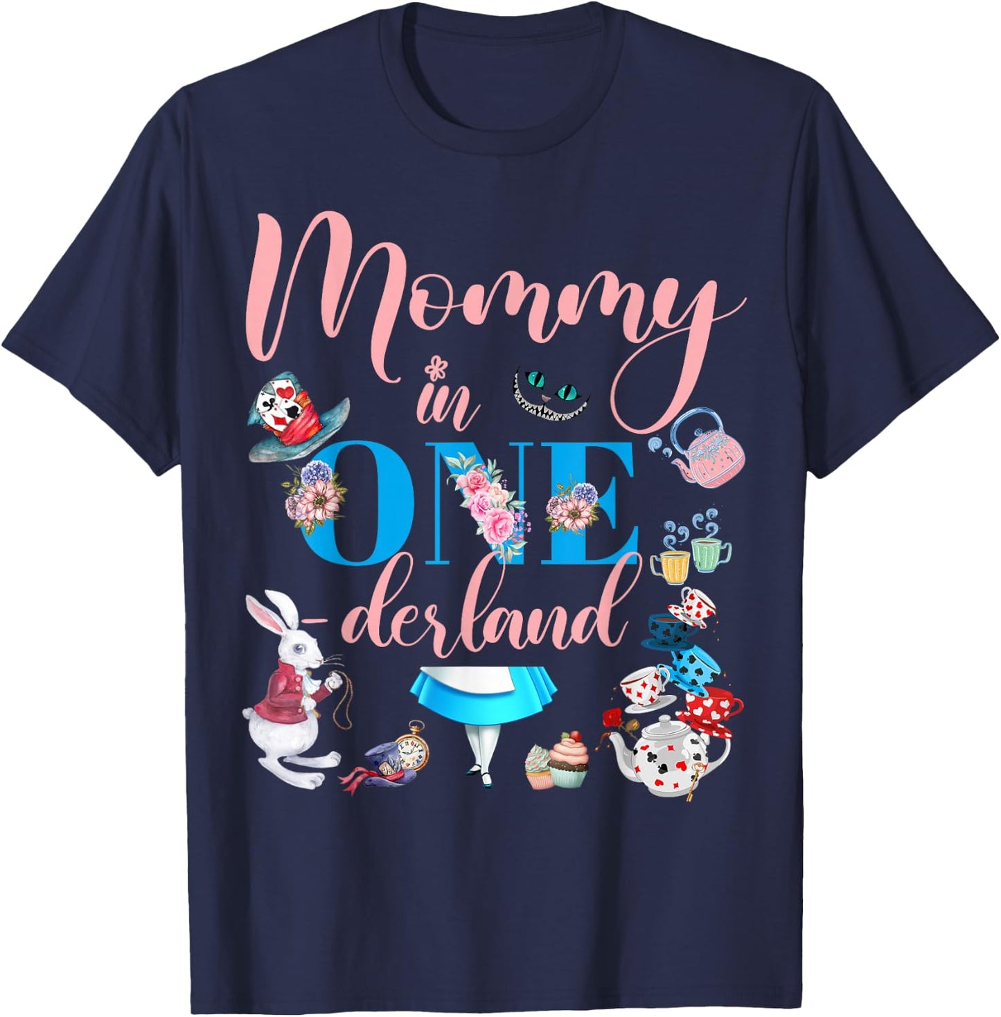 Alice in ONEderland Family Mommy Of The Birthday Girl T-Shirt - T-Shirt | Navy