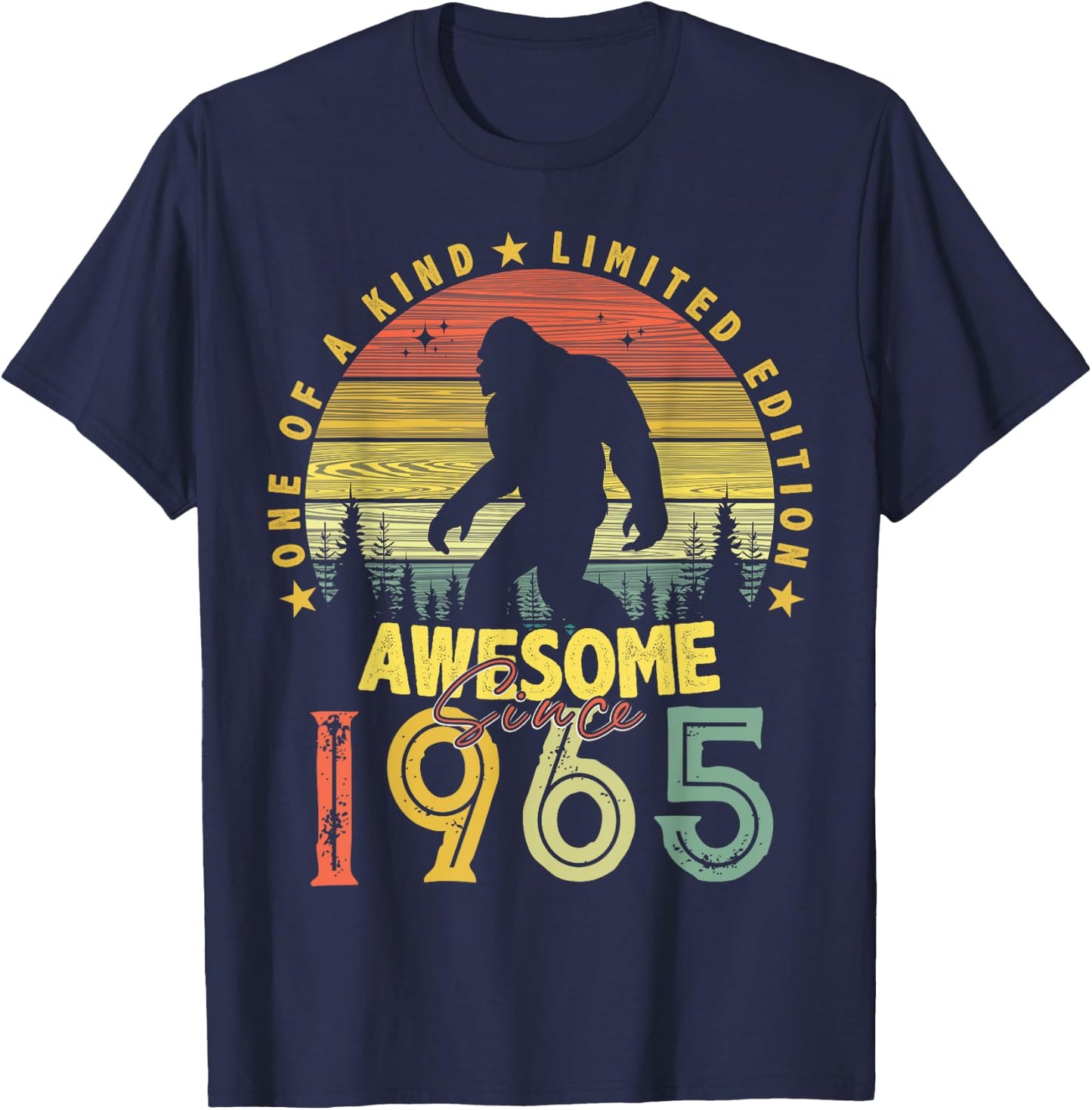 Awesome Since 1965 59th Birthday Gifts Bigfoot Born in 1965 T-Shirt - T-Shirt | Navy