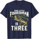 Kids 3 Year Old Fishing Birthday Party Fisherman 3rd Gift Boy T-Shirt - T-Shirt | Navy