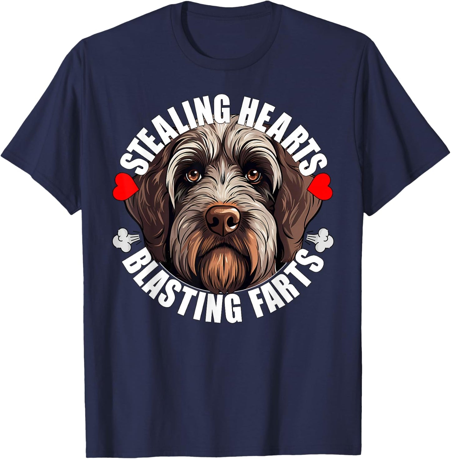 Wirehaired Pointing Griffon Stealing Hearts Blasting Farts T-Shirt - T-Shirt | Navy