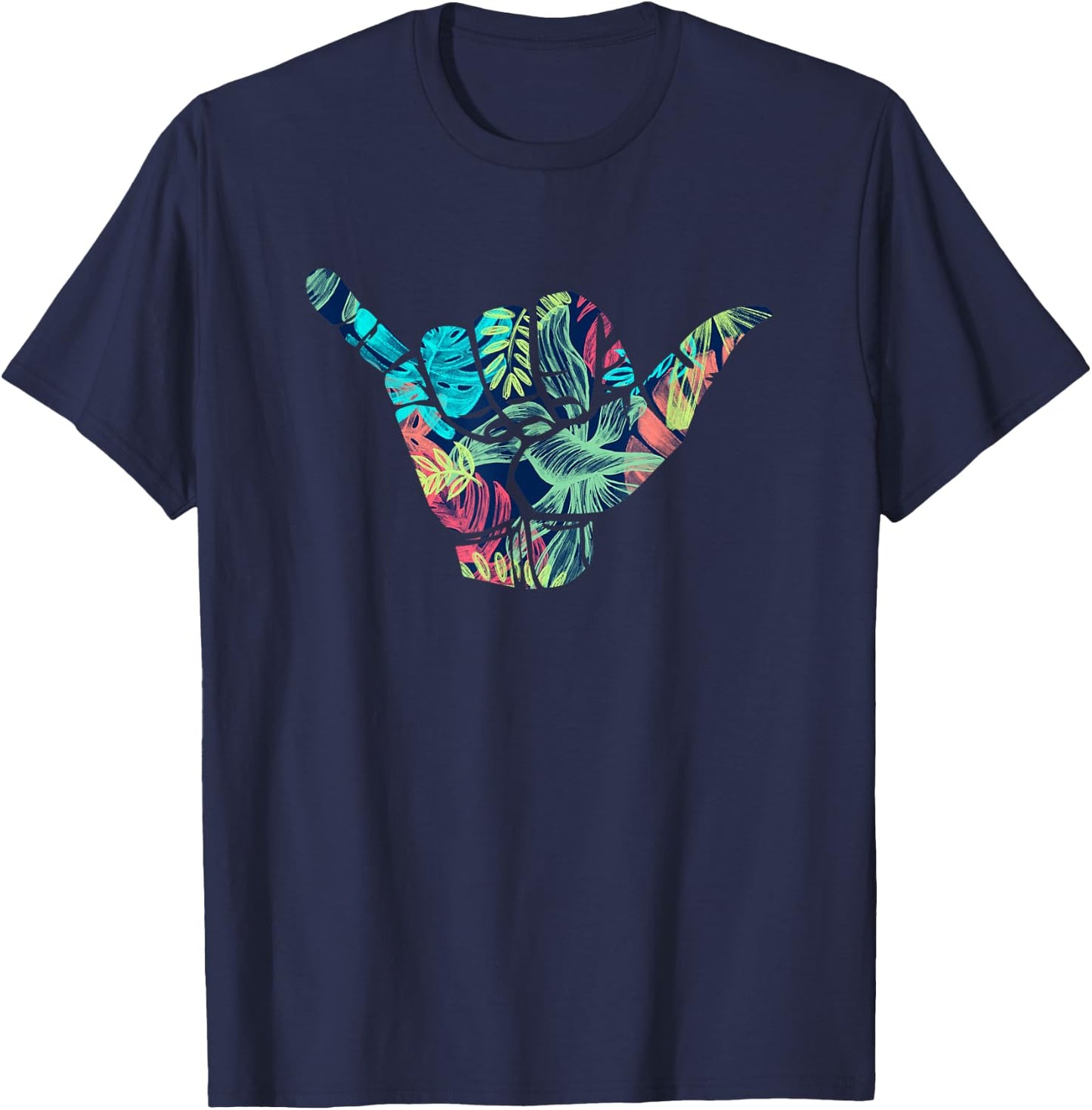 Shaka Hawaiian Floral Surfing Hawaii T-Shirt - T-Shirt | Navy