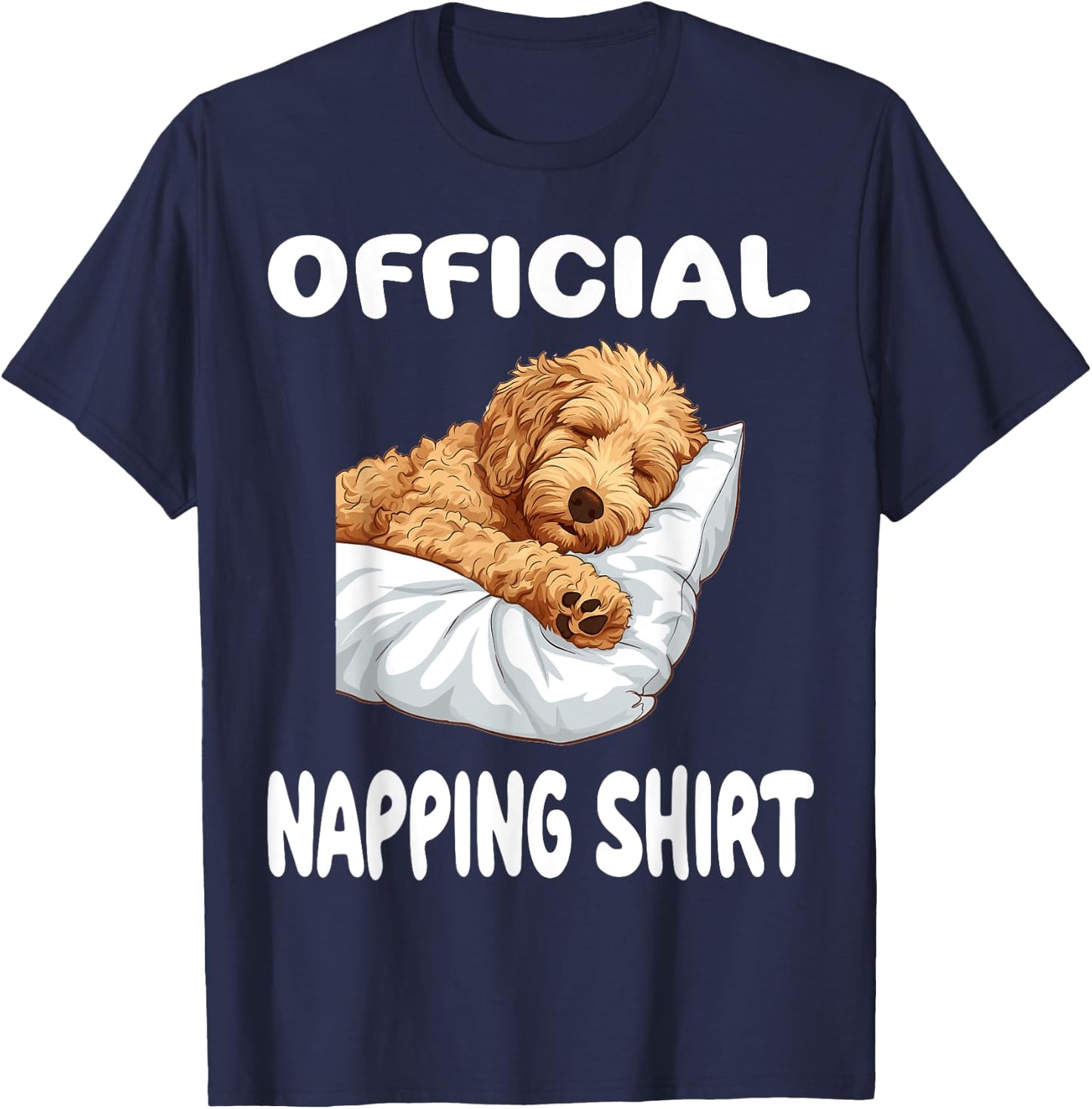 Goldendoodle Dog Pajamas Nightgown Official Napping T-Shirt - T-Shirt | Navy
