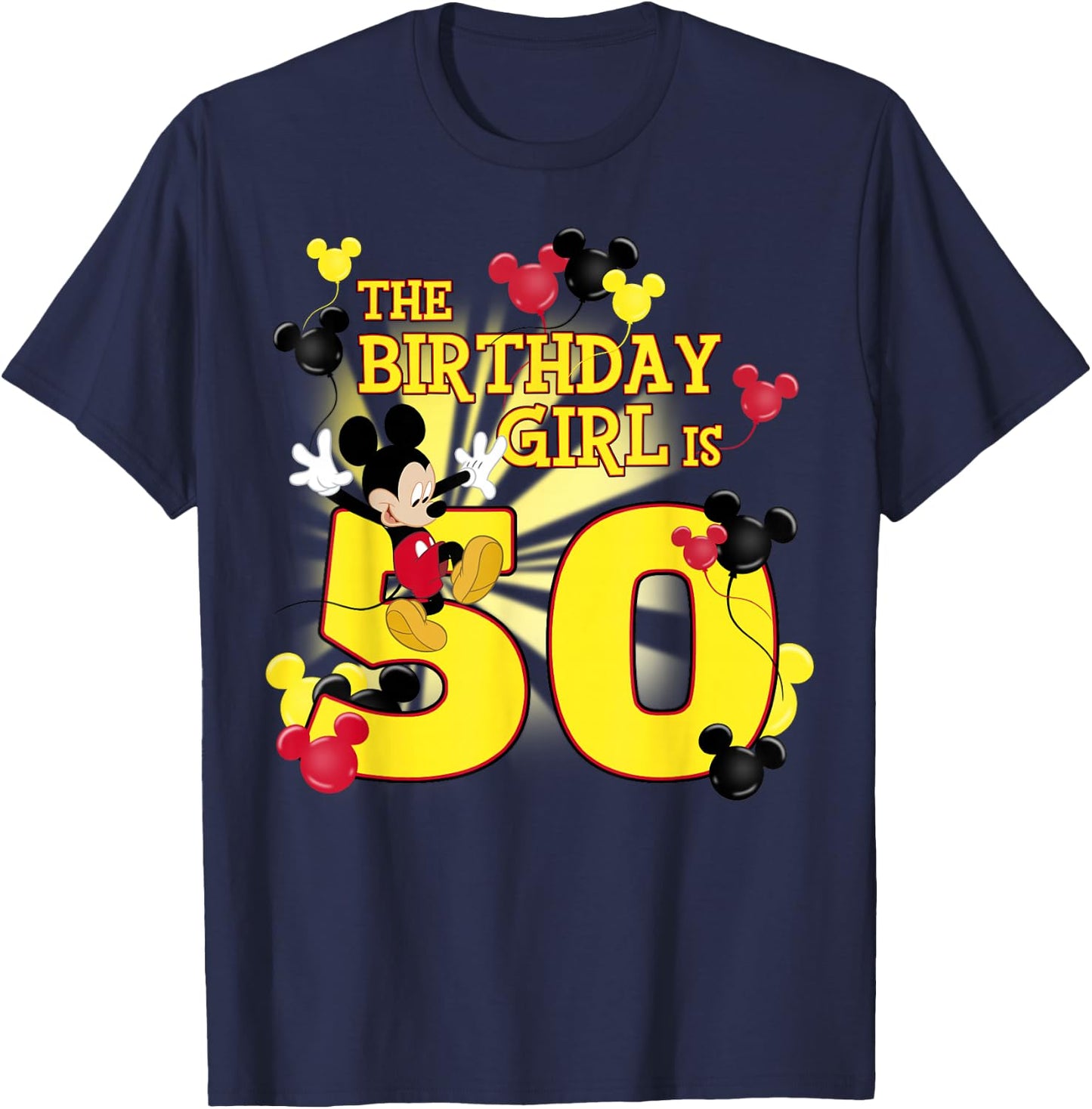 Disney Mickey and Friends Mickey 50th Birthday Girl T-Shirt - T-Shirt | Navy