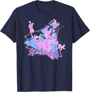 Disney Goofy and Son Retro Neon Portrait T-Shirt - T-Shirt | Navy
