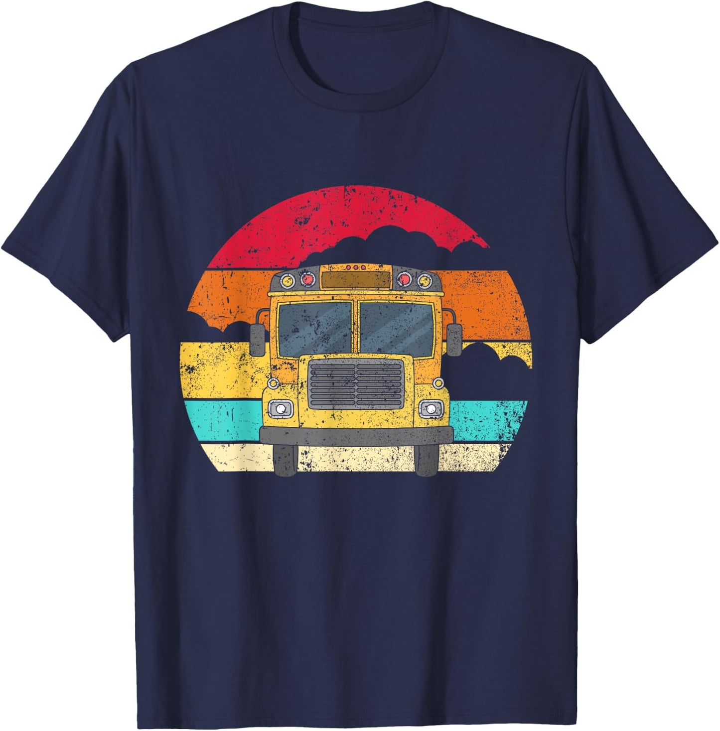 Retro Yellow School Bus for School Bus Driver and Busman T-Shirt - T-Shirt | Navy