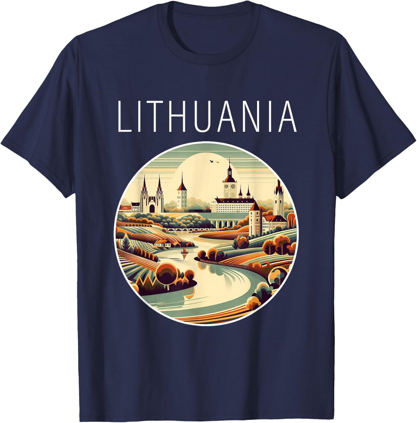 Lithuania scenery Art Deco T-Shirt - T-Shirt | Navy