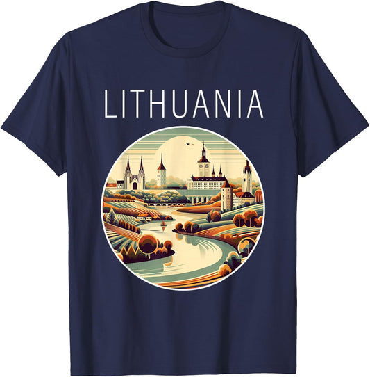 Lithuania scenery Art Deco T-Shirt - T-Shirt | Navy