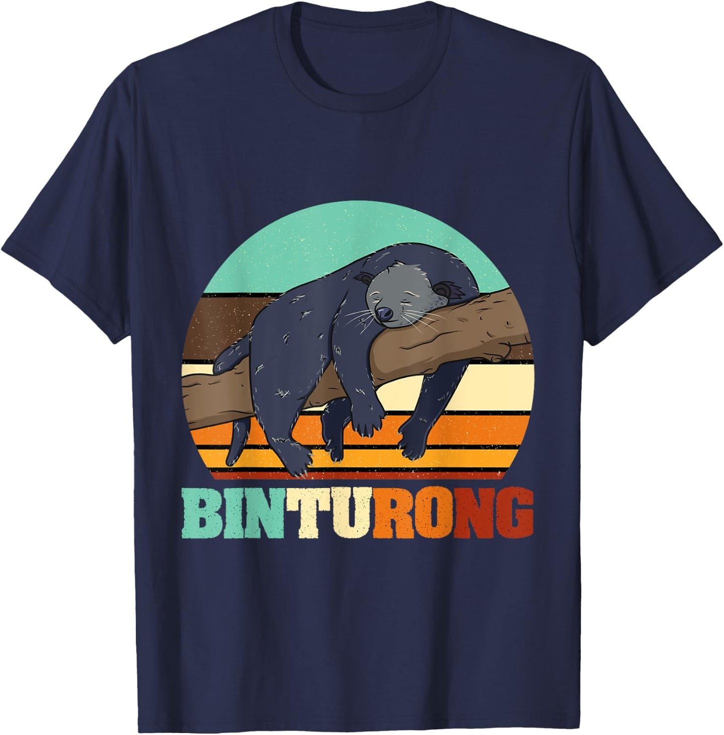 Vintage Binturong Animal Lover Sunset T-Shirt - T-Shirt | Navy