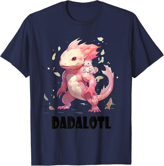 Dadalotl Fathers Day for Dad of Axolotl Daughter ANd Son T-Shirt - T-Shirt | Navy