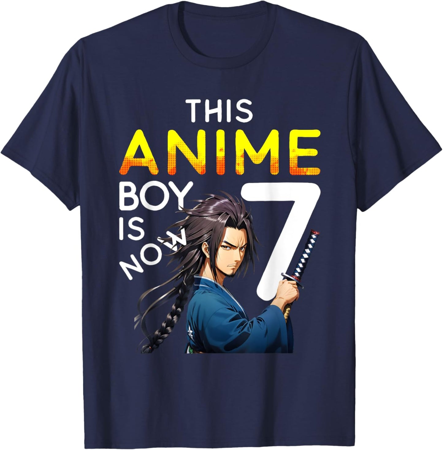 This Anime Boy Is Now 7 Years Old 7th Birthday Kawaii Kids T-Shirt - T-Shirt | Navy