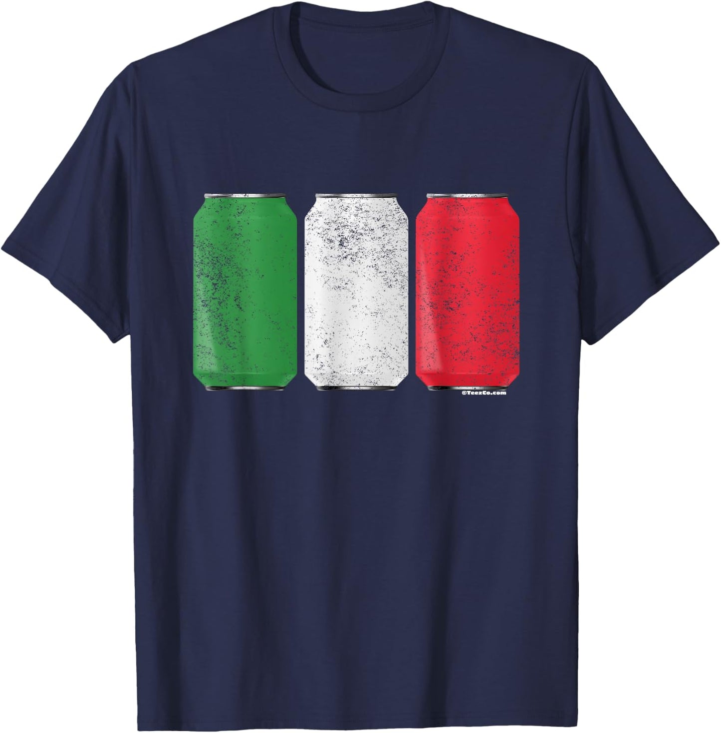 Cool Graphic Beer Cans Italy Flag T-Shirt - T-Shirt | Navy