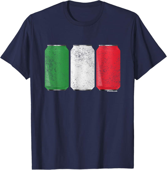 Cool Graphic Beer Cans Italy Flag T-Shirt - T-Shirt | Navy