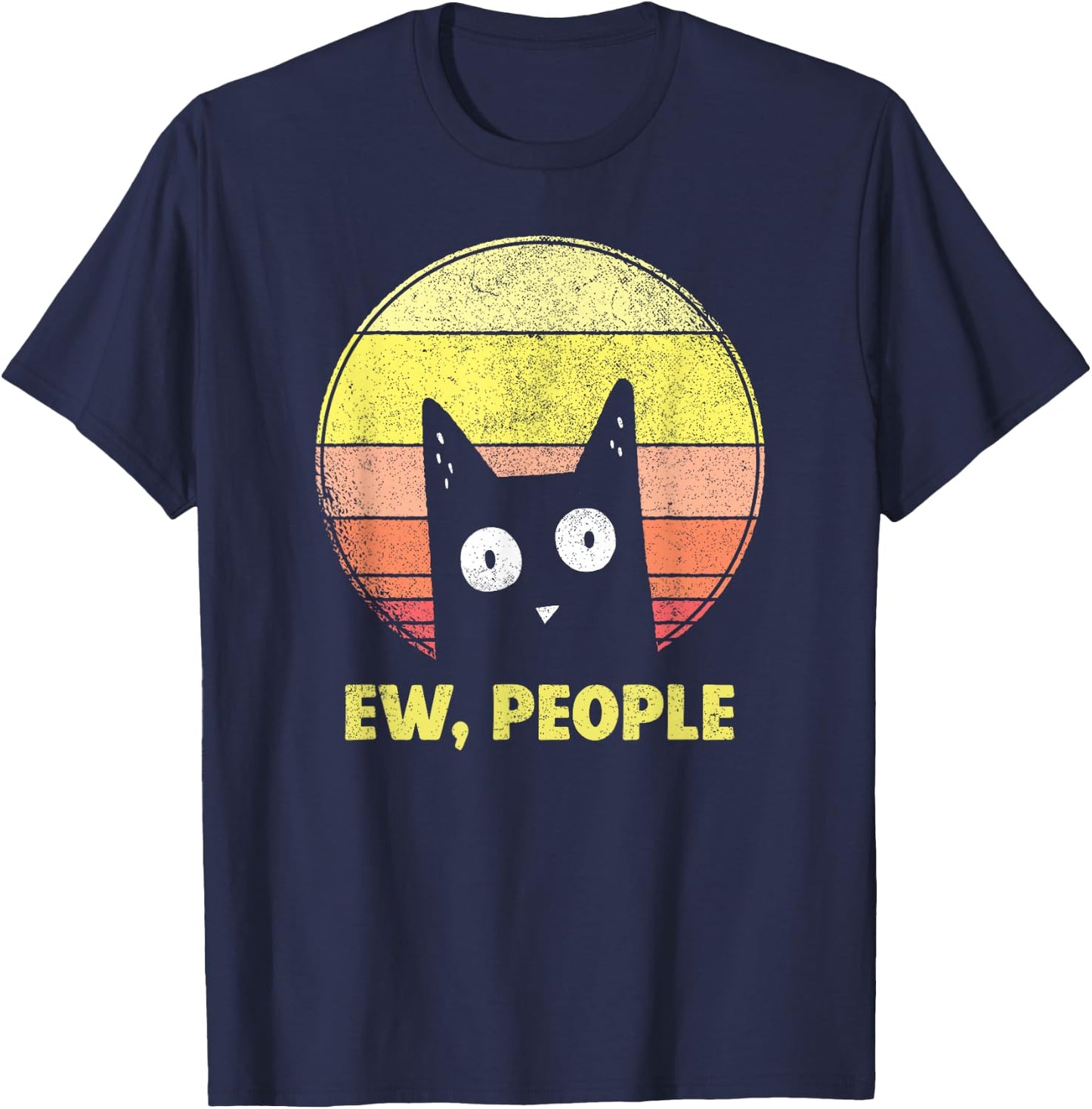 Vintage Retro Ew, People Funny Cat Lovers Gift T-Shirt - T-Shirt | Navy
