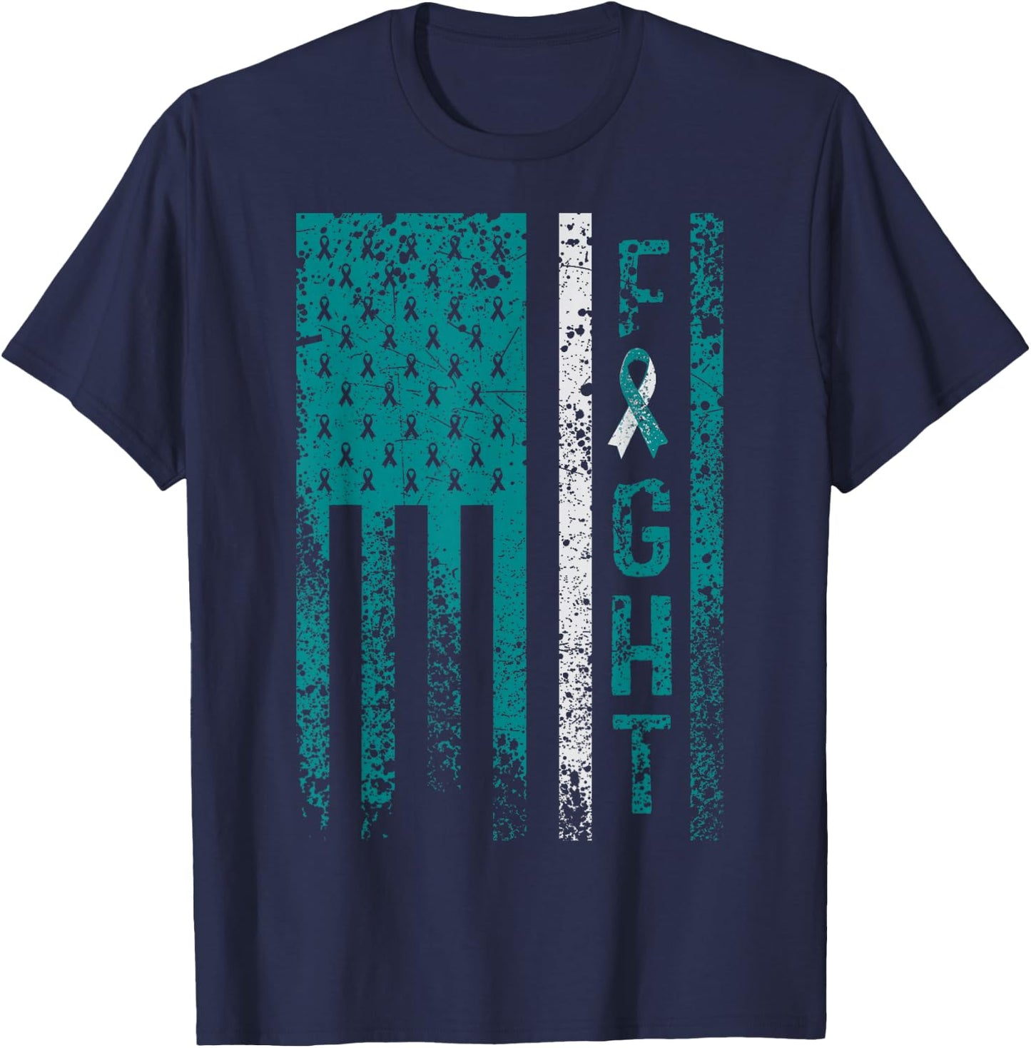 Cervical Cancer Awareness by Cervical Cancer Awareness Products - Adult Black Short Sleeve - Size Small T-Shirt - T-Shirt | Navy