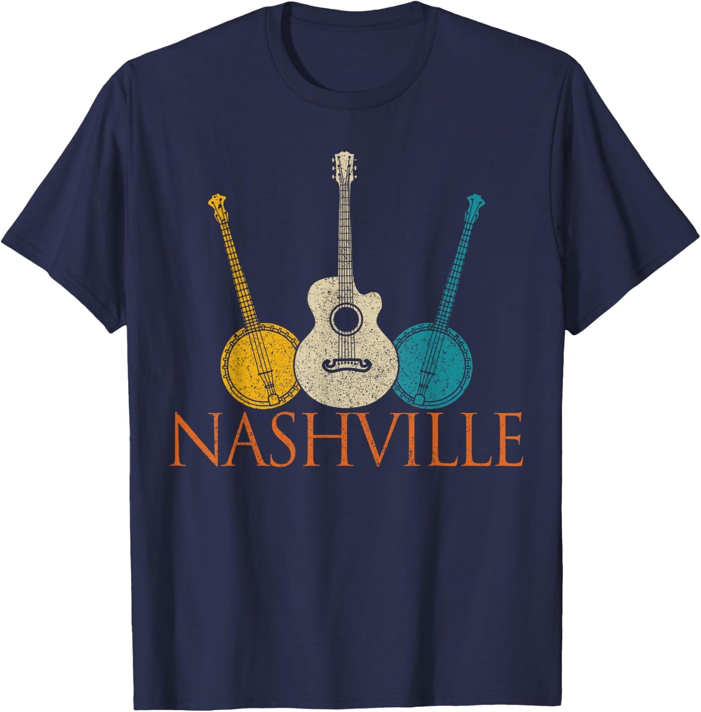 Nashville Tennessee Vintage Country Music City Souvenir T-Shirt - T-Shirt | Navy