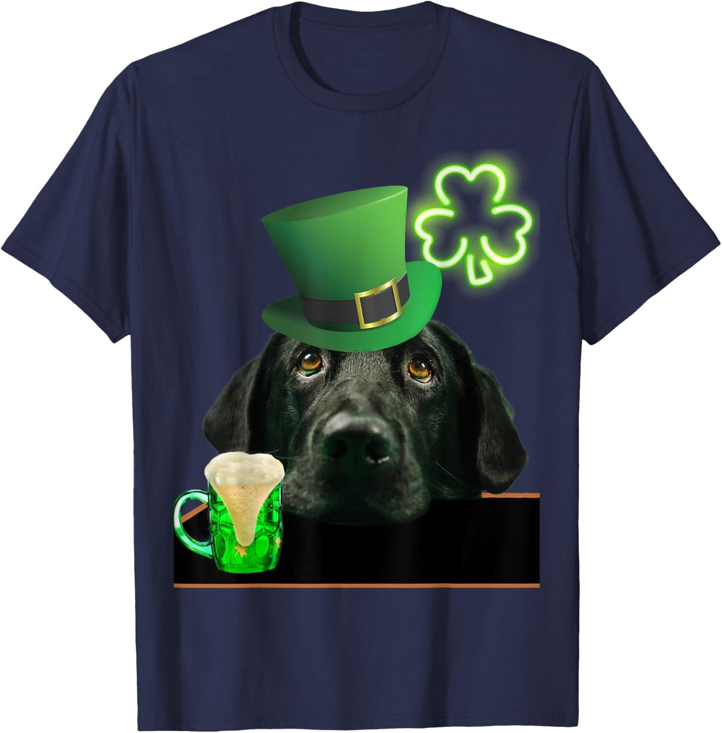 Black Lab Shirt Shamrock Irish Dog Picture St Patricks Women T-Shirt - T-Shirt | Navy