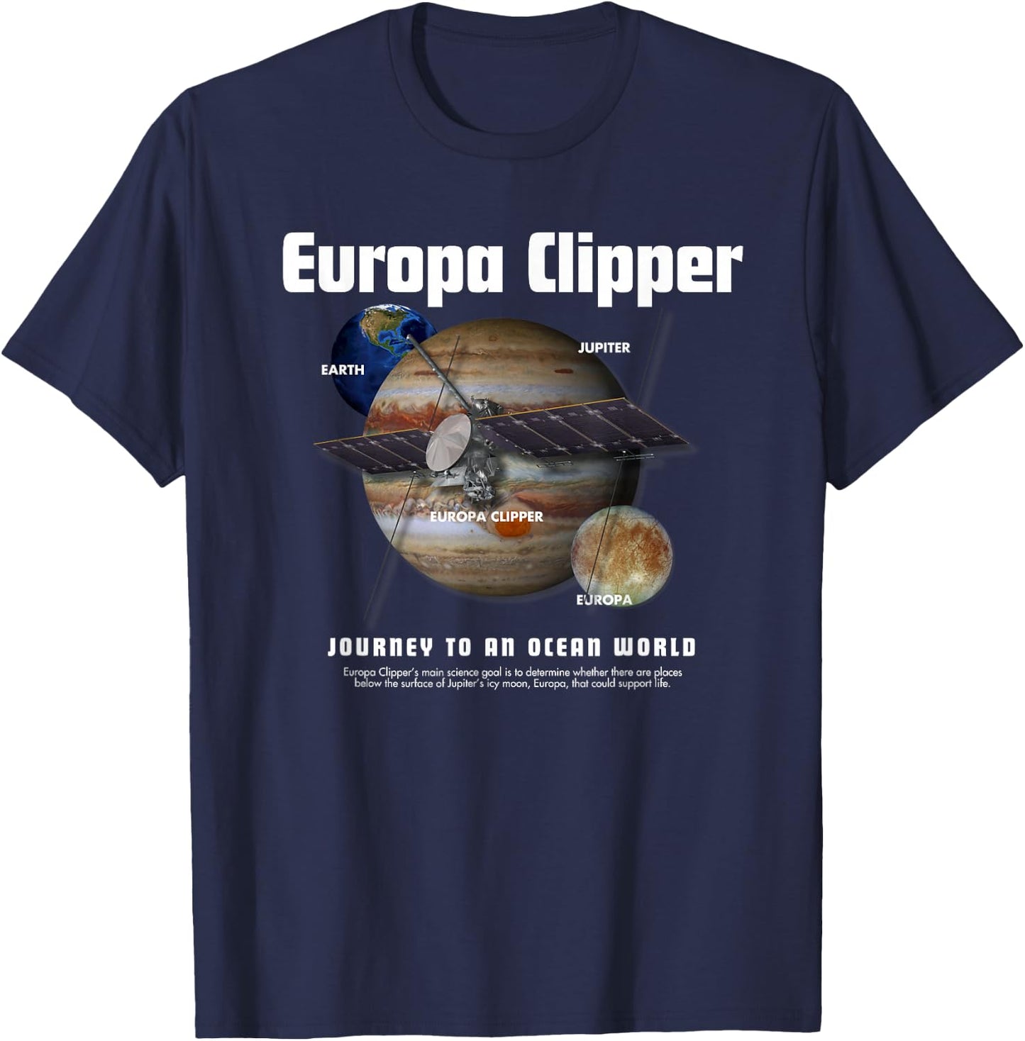 Europa Clipper Space Program Retro 2024 T-Shirt - T-Shirt | Navy