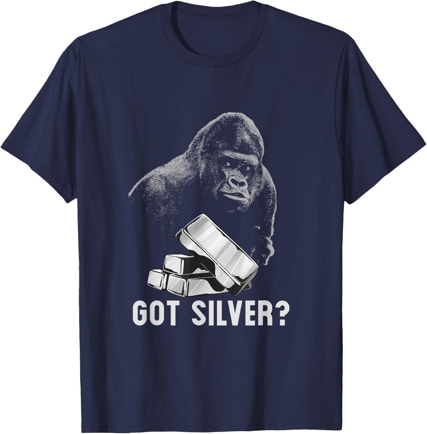 Silver Back Monkey Has Silver Wallstreetsilver T-Shirt - T-Shirt | Navy