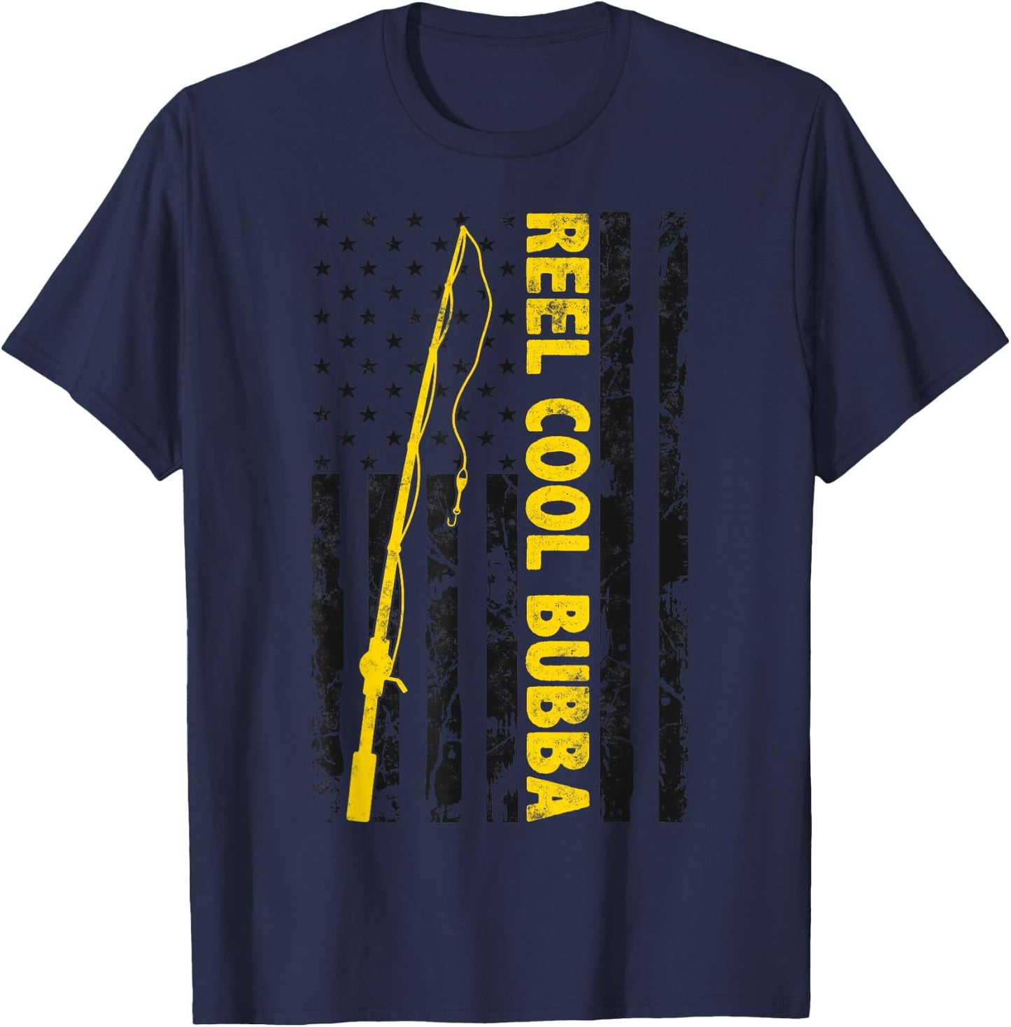 Reel cool Bubba Fishing American Flag Gift Fisherman Bubba T-Shirt - T-Shirt | Navy