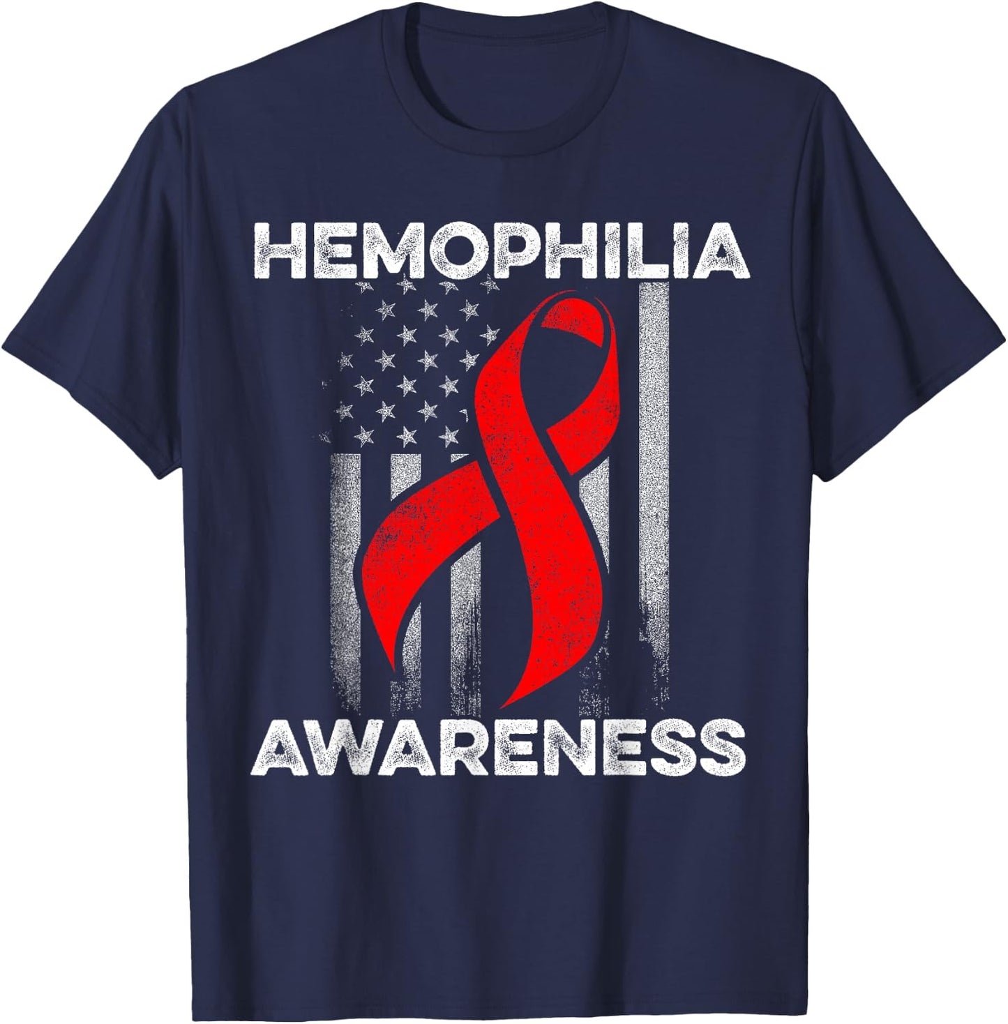 Hemophilia Awareness Survivor USA Flags Warrior T-Shirt - T-Shirt | Navy