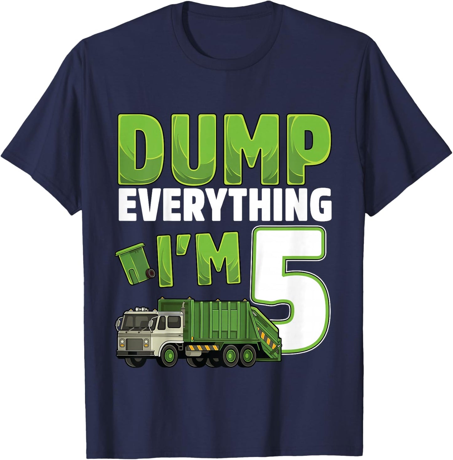 Kids Recycling Trash 5 Year Old Garbage Truck 5th Birthday Boy T-Shirt - T-Shirt | Navy