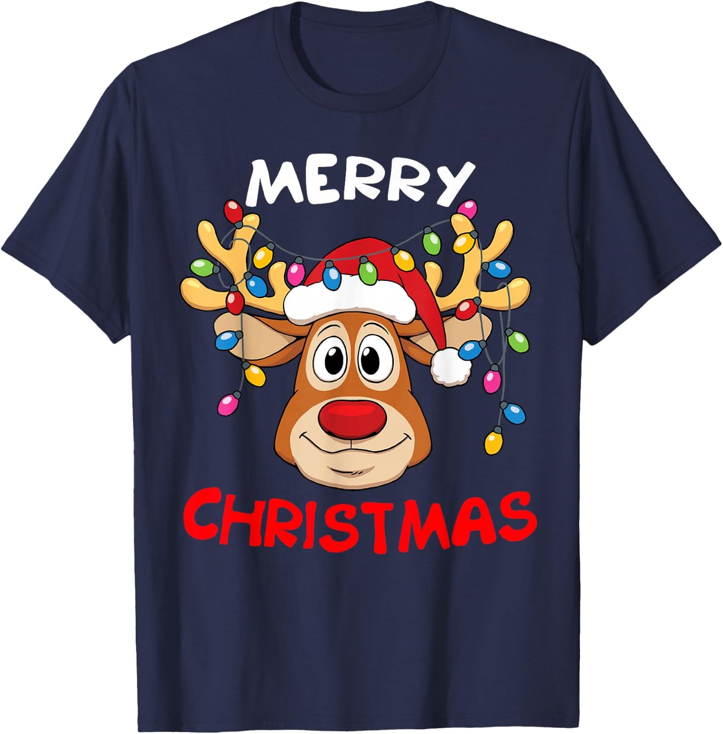 Merry Christmas Reindeer Xmas Family Men Women T-Shirt - T-Shirt | Navy