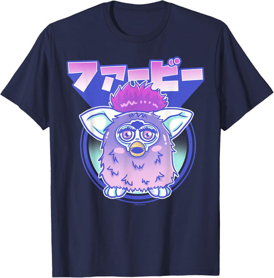 Gagaciso Furby Retro Pink Circle Kanji Portrait T-Shirt - T-Shirt | Navy