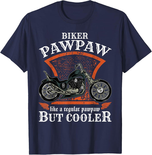 Vintage Biker Pawpaw Retro Motorcycle Gift Seniors T-Shirt - T-Shirt | Navy
