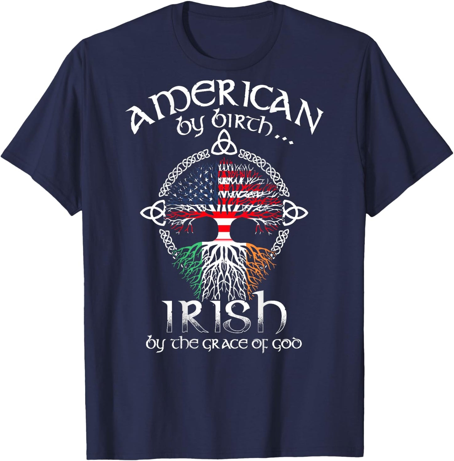 Irish By Blood American By Birth Patriot By Choice Vintage T-Shirt - T-Shirt | Navy