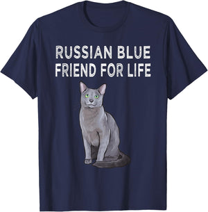Russian Blue Friend For Life Cat Friendship Men Women T-Shirt - T-Shirt | Navy